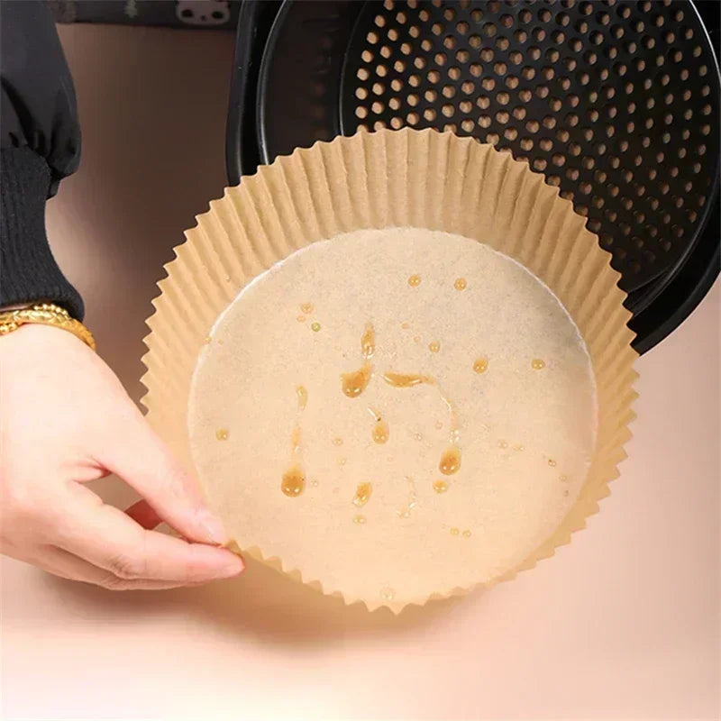 50-Pack Air Fryer Parchment Paper Liners – Non-Stick Disposable Air Fryer Liners Axl