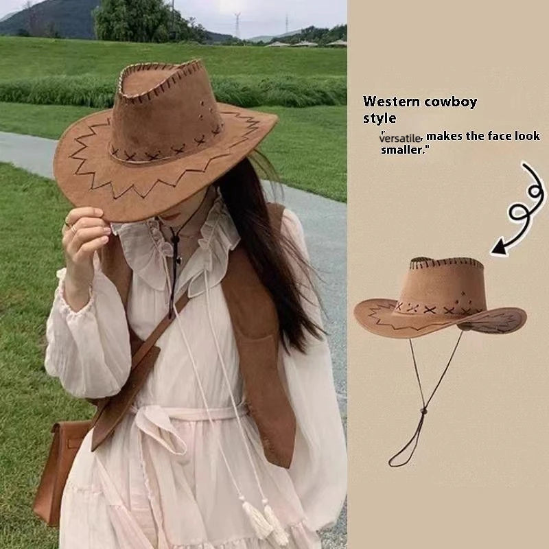 Unisex Western Cowboy Hat – Suede Cowgirl Cap for Parties Western Cowboy Hat Axl