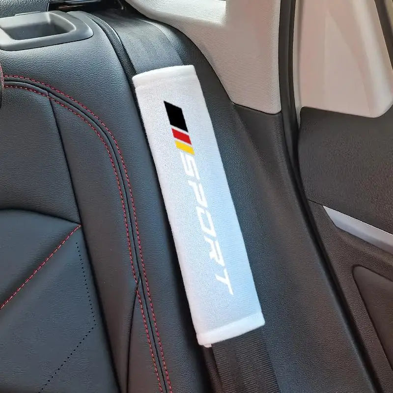 Soft Velveteen Car Seat Belt Cushion | 7 Colors, Universal Fit Seat Belt Cushion Axl White