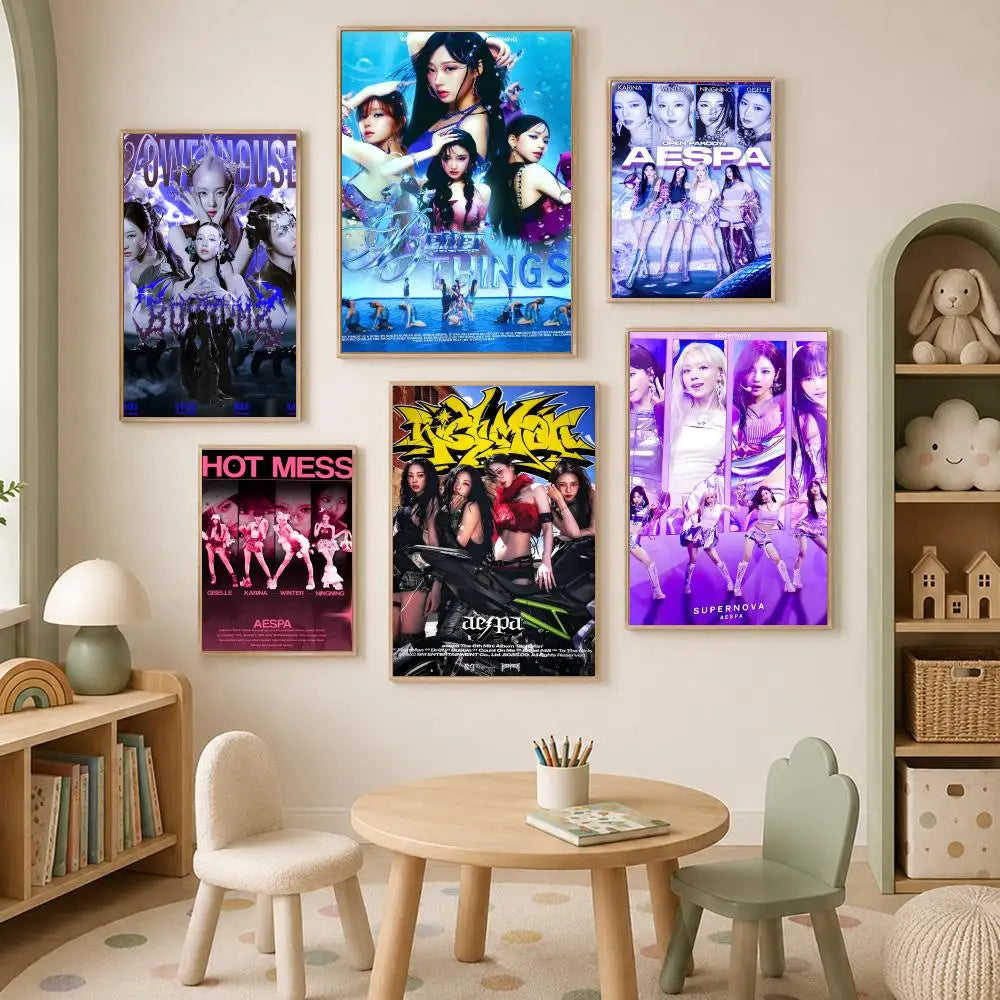 aespa HD Self-Stick Music Poster – Waterproof K-Pop Wall Art Wall Art Poster Axl