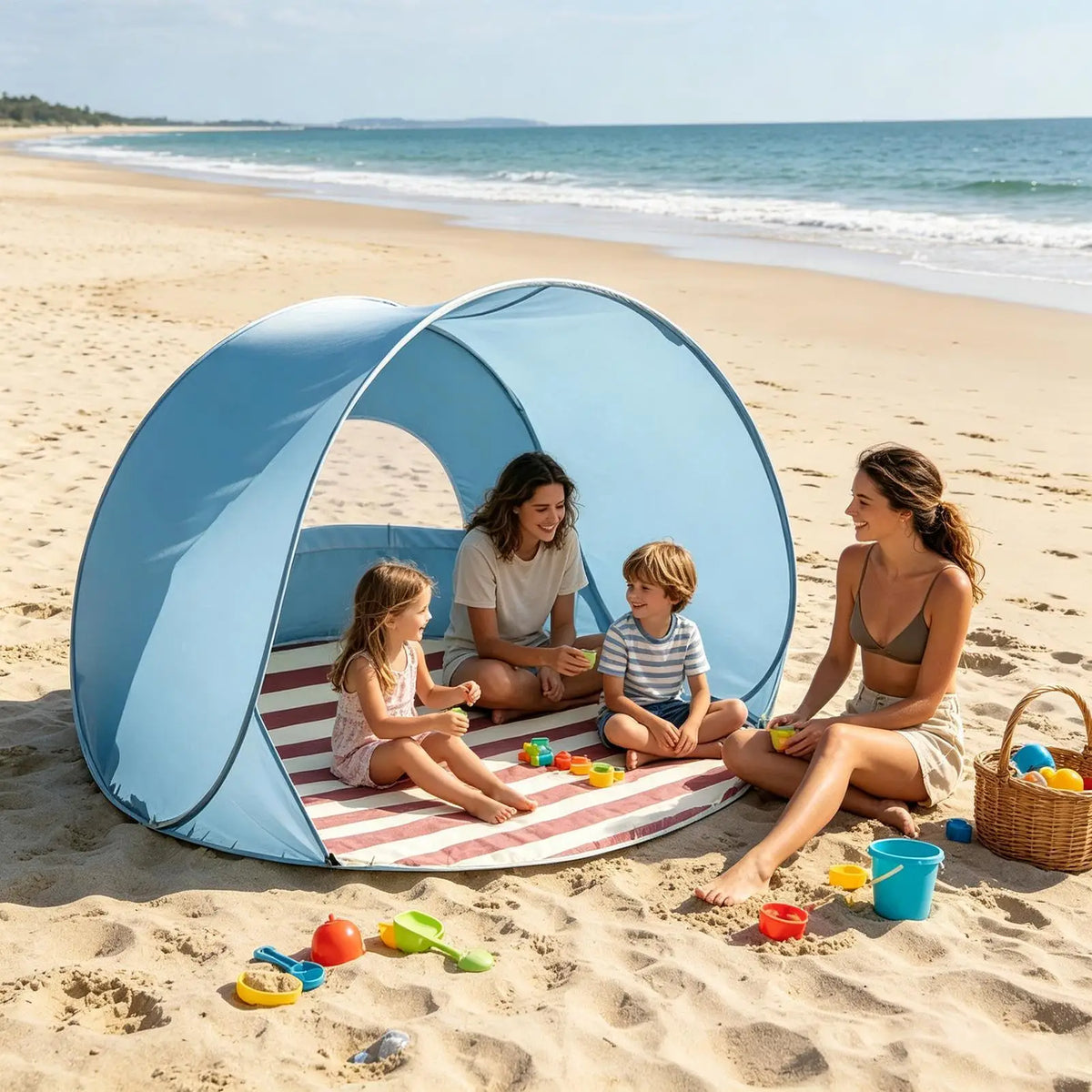 Pop-Up Beach Tent Sun Shelter – 2-4 Person Portable Shade Pop-Up Beach Tent Axl