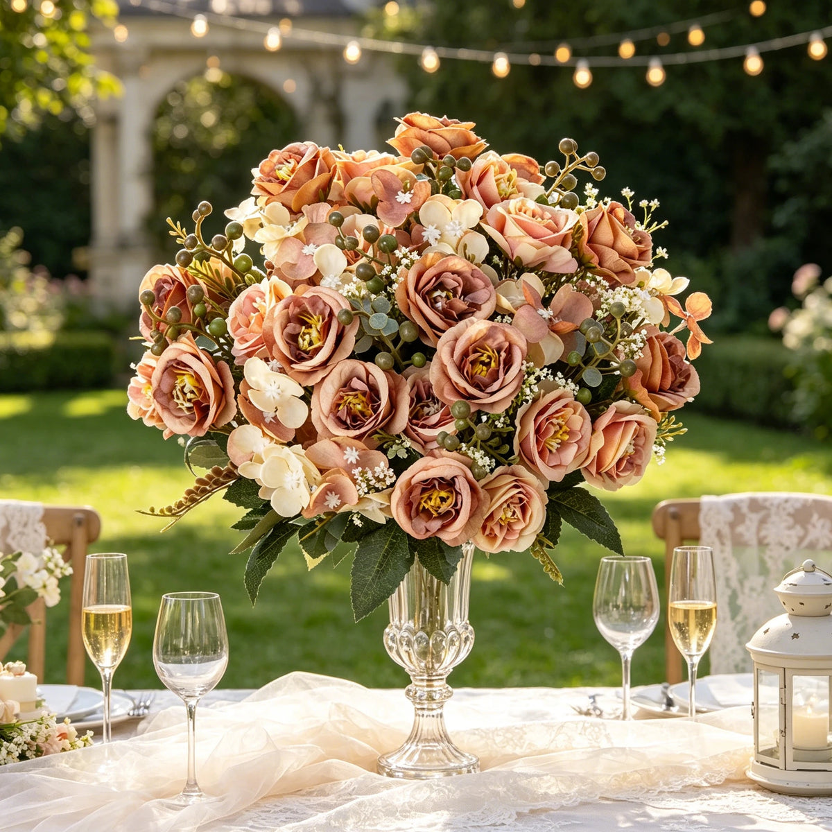 Silk French Rose Artificial Bouquet – Wedding & Home Décor Artificial Flower Bouquet Axl