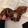 Vintage Black Velvet Bow Hair Scrunchie – Elegant Ponytail Tie Velvet Hair Scrunchie Axl Coffee