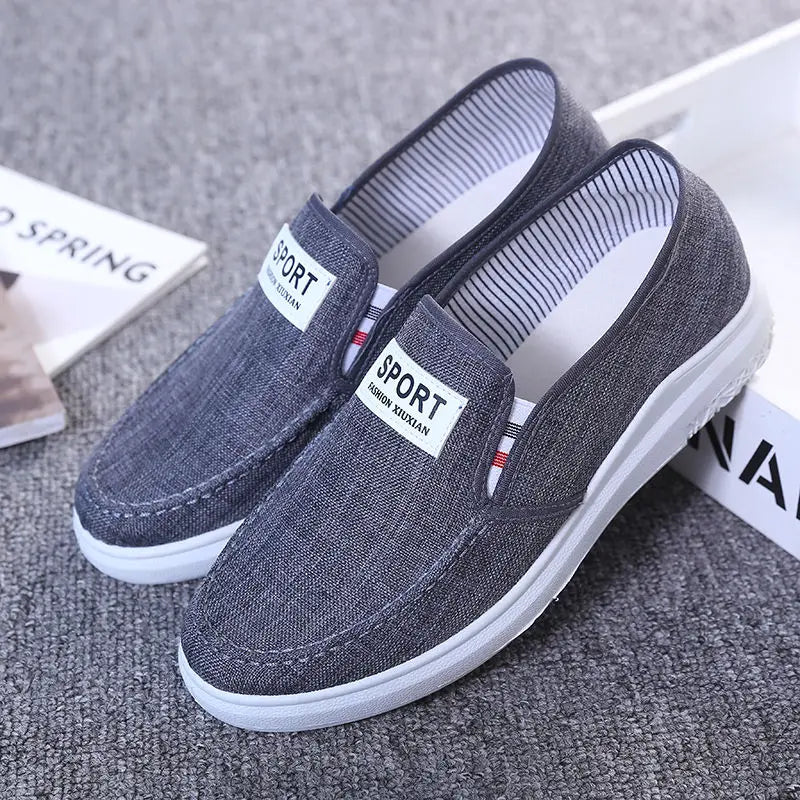 Men's Slip-On Canvas Sneakers – Breathable Casual Loafers Canvas Slip-On Sneakers Axl GRAY 39