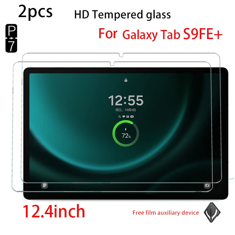 2-Pack Tempered Glass Screen Protector Samsung Galaxy Tab S9FE+ S7FE 12.4" Tablet Screen Protector Axl FOR S9FE PLUS 12.4