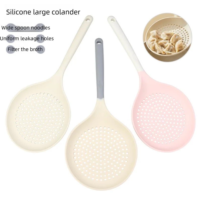 Large Silicone Skimmer Spoon – Noodle & Dumpling Strainer Ladle Silicone Skimmer Ladle Axl