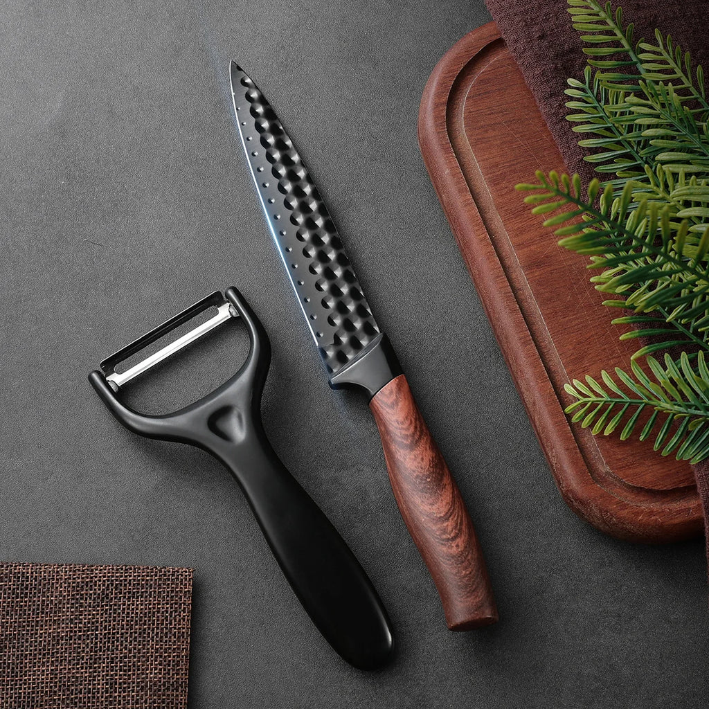 2-Piece Stainless Steel Paring & Fruit Knife Set | Non-Stick Paring Knife Set Axl black