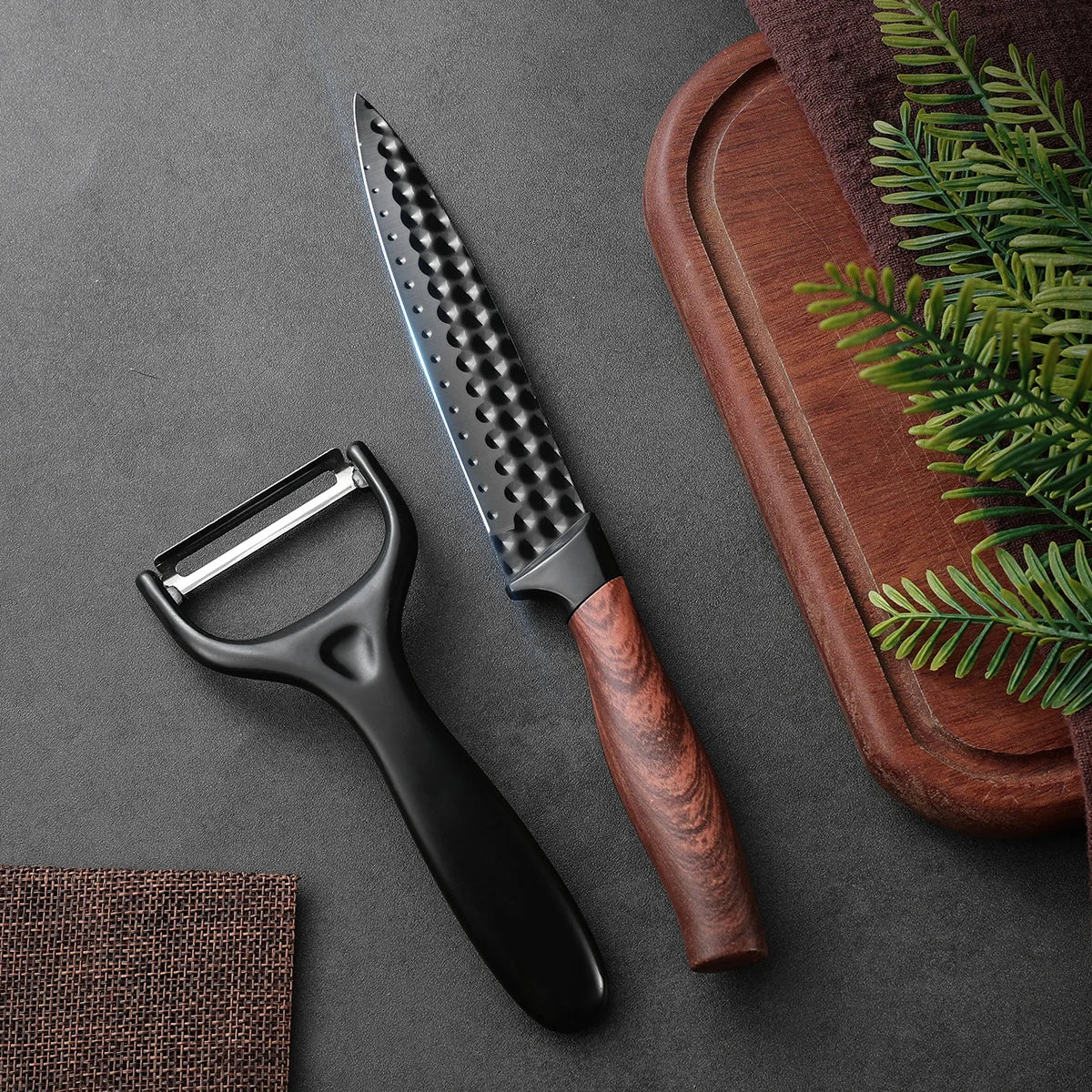 2-Piece Stainless Steel Paring & Fruit Knife Set | Non-Stick Paring Knife Set Axl black