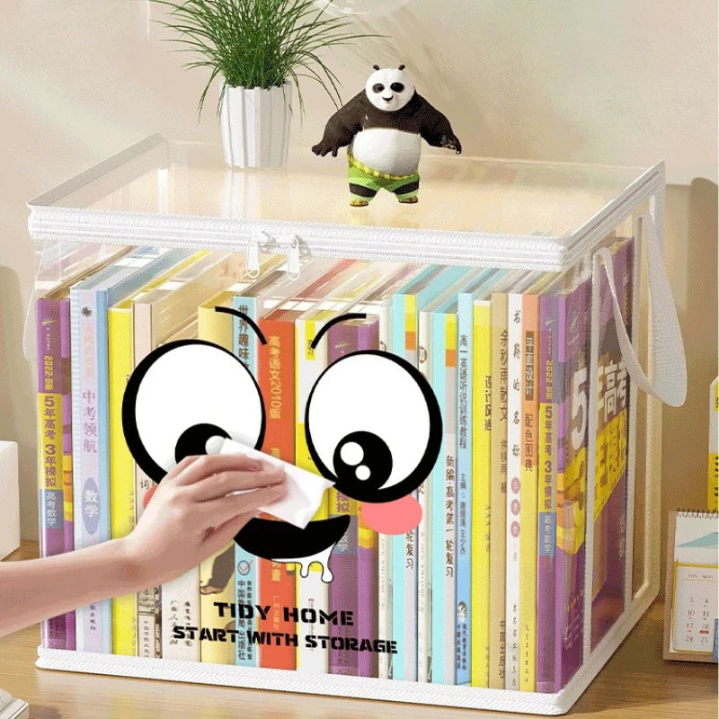 Large Square PVC Storage Box with Smiley Lid – Clear Organizer Bin Storage Organizer Box Axl