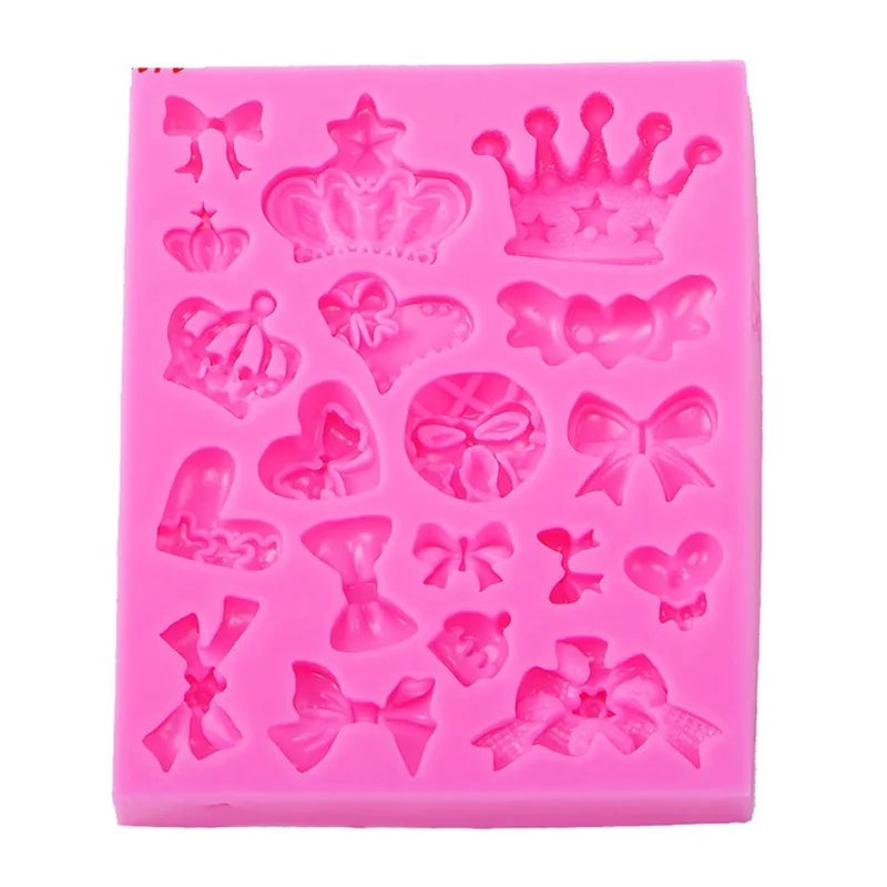 Crown Bowknot 3D Silicone Fondant Mold – Cake Candy Making Silicone Baking Mold Axl