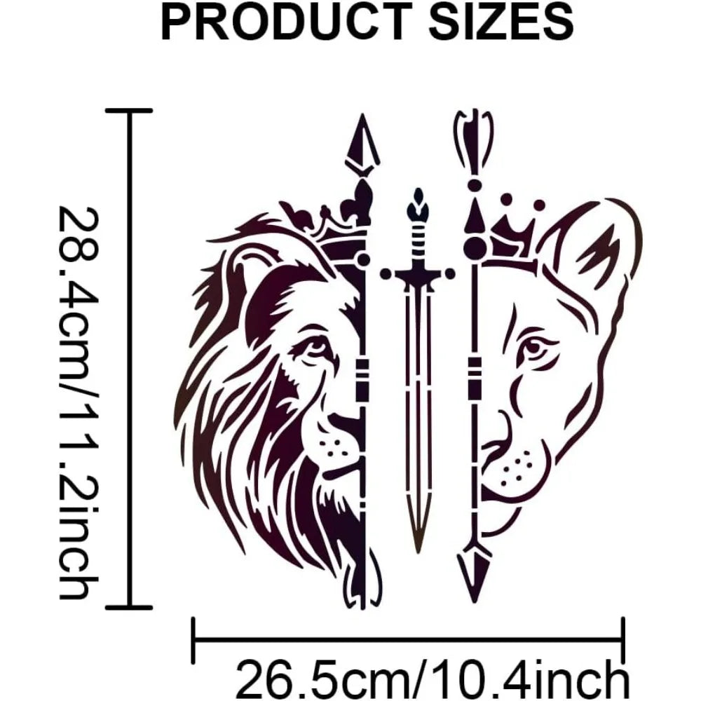 Large Lion Head Stencil 11.8" – Reusable Wild Animal Template Reusable Art Stencil Axl