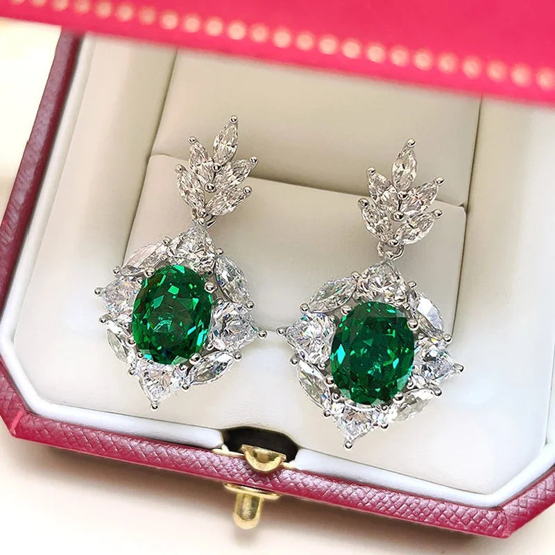 Huitan Green Cubic Zirconia Drop Earrings | Wedding Jewelry Drop Earrings Axl