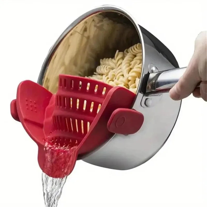 Silicone Clip-On Pot Strainer for Pasta, Veggies & Fruit Kitchen Strainer Axl