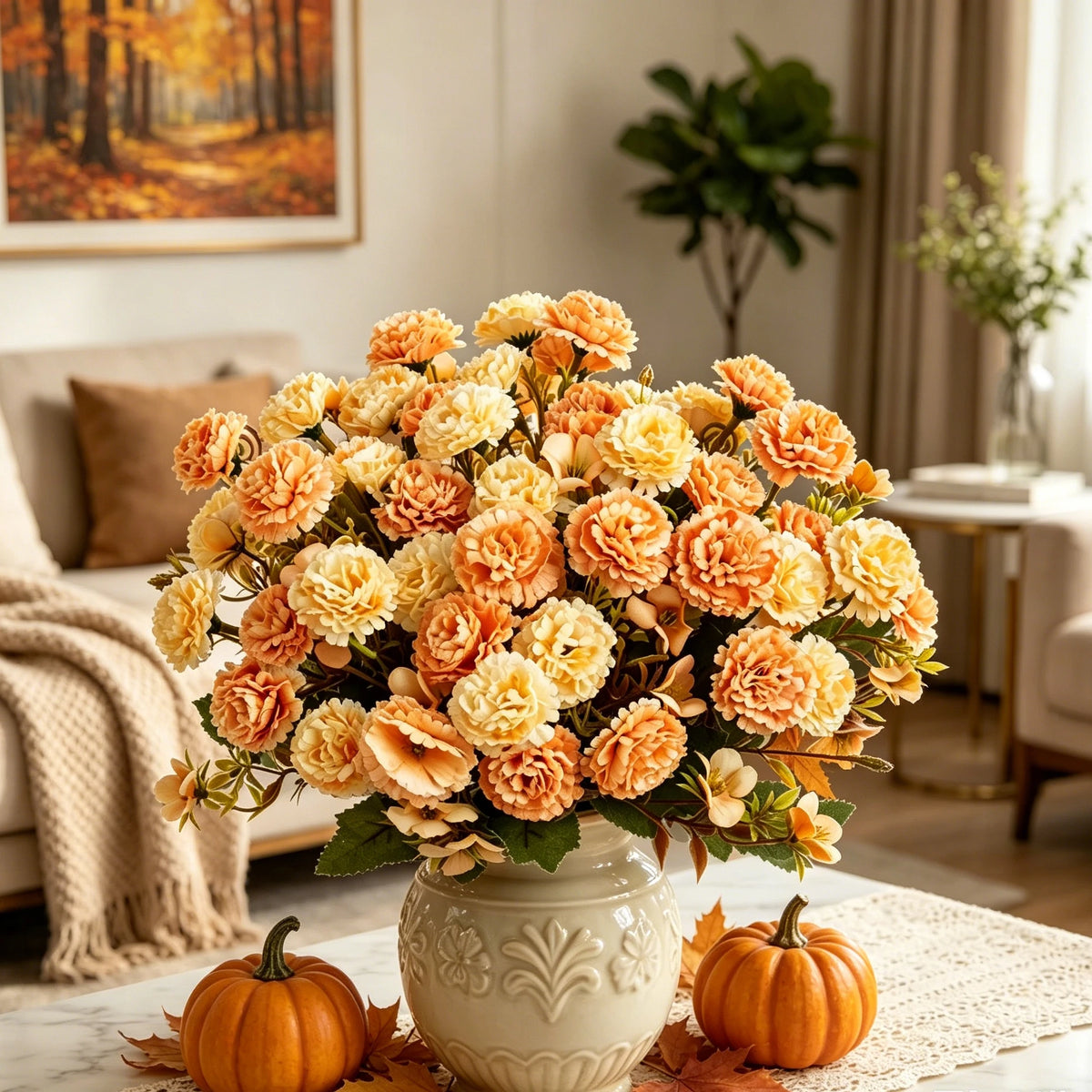Artificial Silk Carnation Bouquet for Wedding & Home Decor Artificial Flower Bouquet Axl