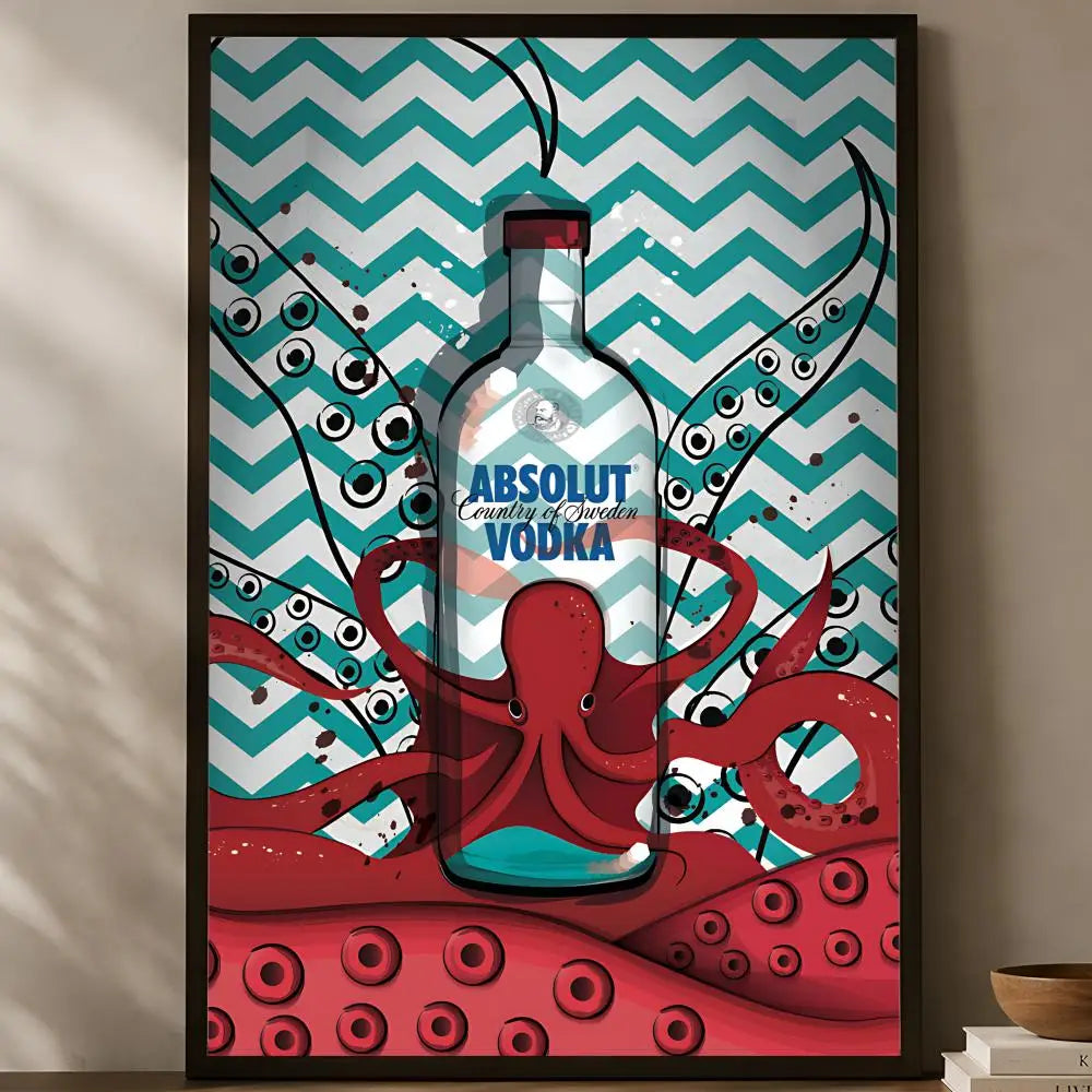 Absolut Vodka Wall Art Poster – Self-Stick HD Waterproof Decor Wall Art Poster Axl White03 40X50cmNoframe