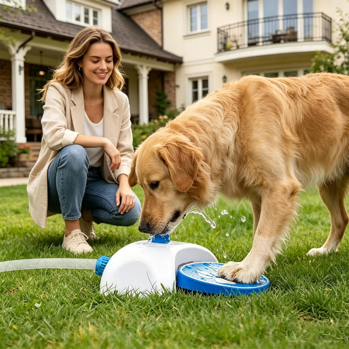 Paw-Activated Outdoor Dog Water Fountain with Hose Dog Water Fountain Axl