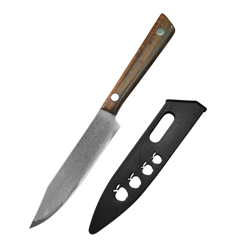 Forged Damascus Chef Knife – Wood Handle & Sleeve | 12cm Blade Damascus Chef Knife Axl 1pcs