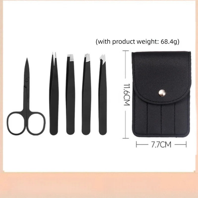 Precision Stainless Steel Eyebrow Tweezers Set – Slant & Flat Tip Eyebrow Tweezers Set Axl