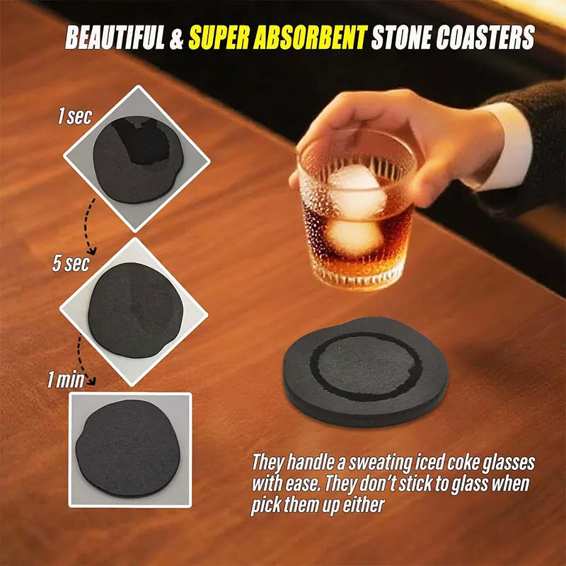Diatomaceous Earth Coasters Set – Absorbent Quick-Dry Stone Drink Coaster Set Axl