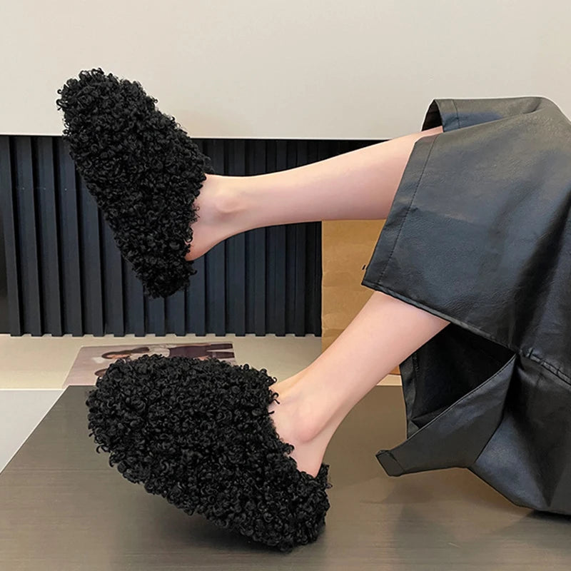 Women's Plush Flock Slippers – Hoof Heels Closed Toe Slides Women's Slippers Axl