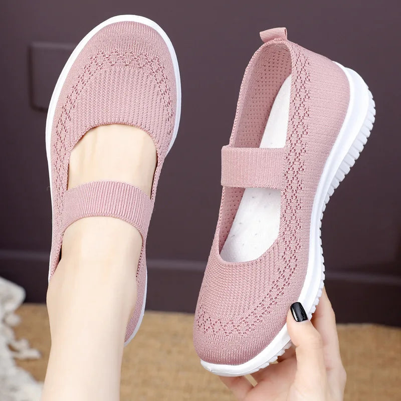 YBQJOO Women's Lightweight Breathable Casual Flat Sports Shoes Women's Flat Sneakers Axl 36 Pink