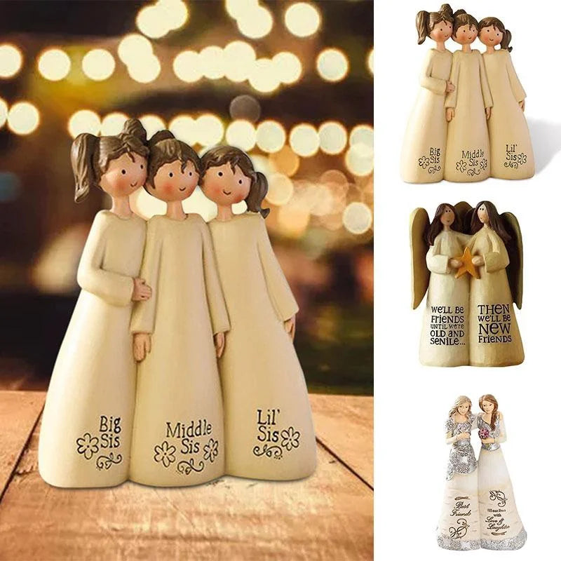 Resin Angel Friendship Figurine – Sister & Friend Gift Decor Decorative Figurine Axl