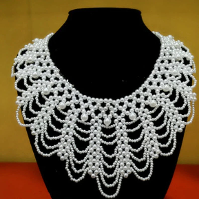 Pearl Beaded Lace Detachable Collar Necklace for Wedding Dress Detachable Collar Necklace Axl