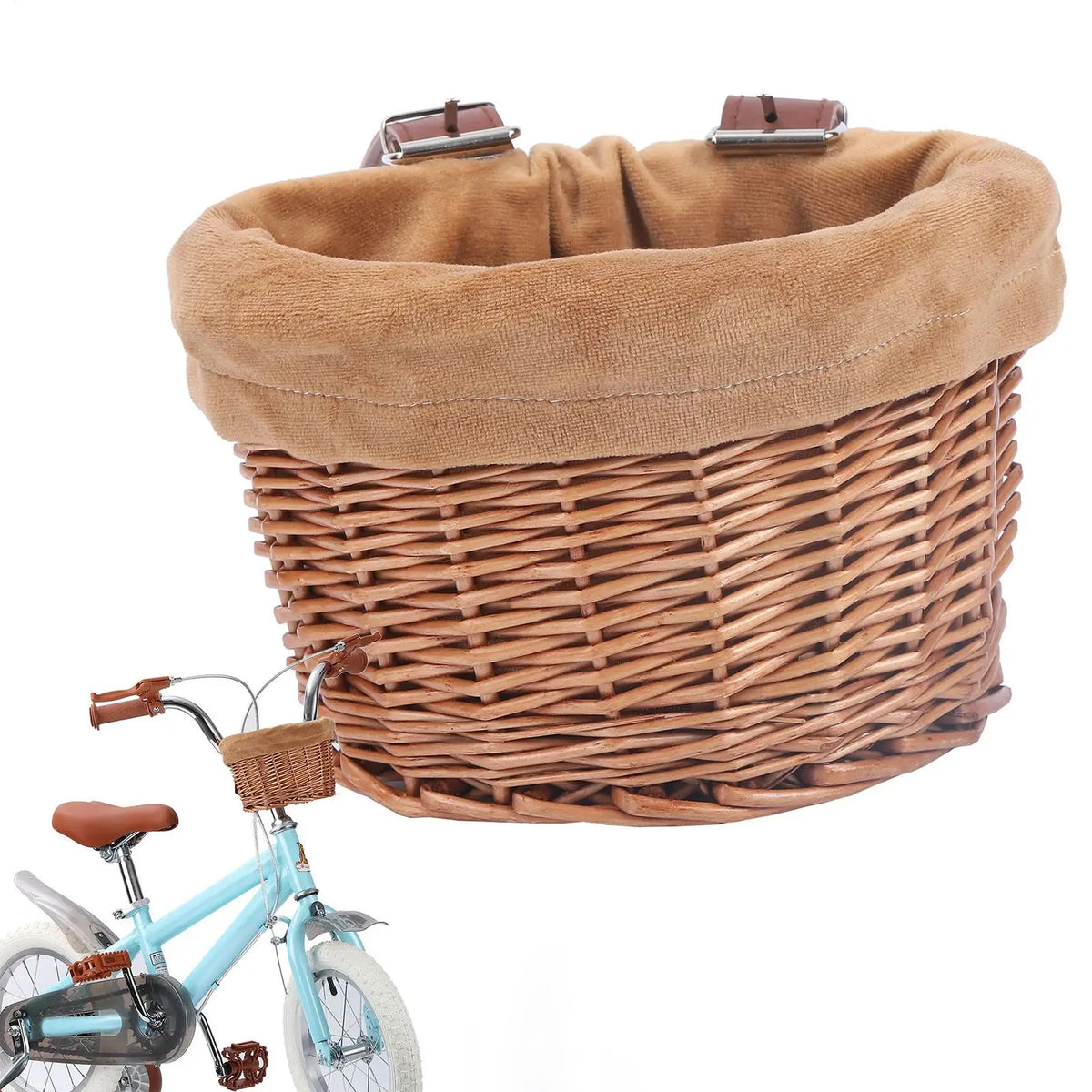 Wicker Rattan Kids Bike Basket – Handlebar Bicycle Storage Kids Bike Basket Axl