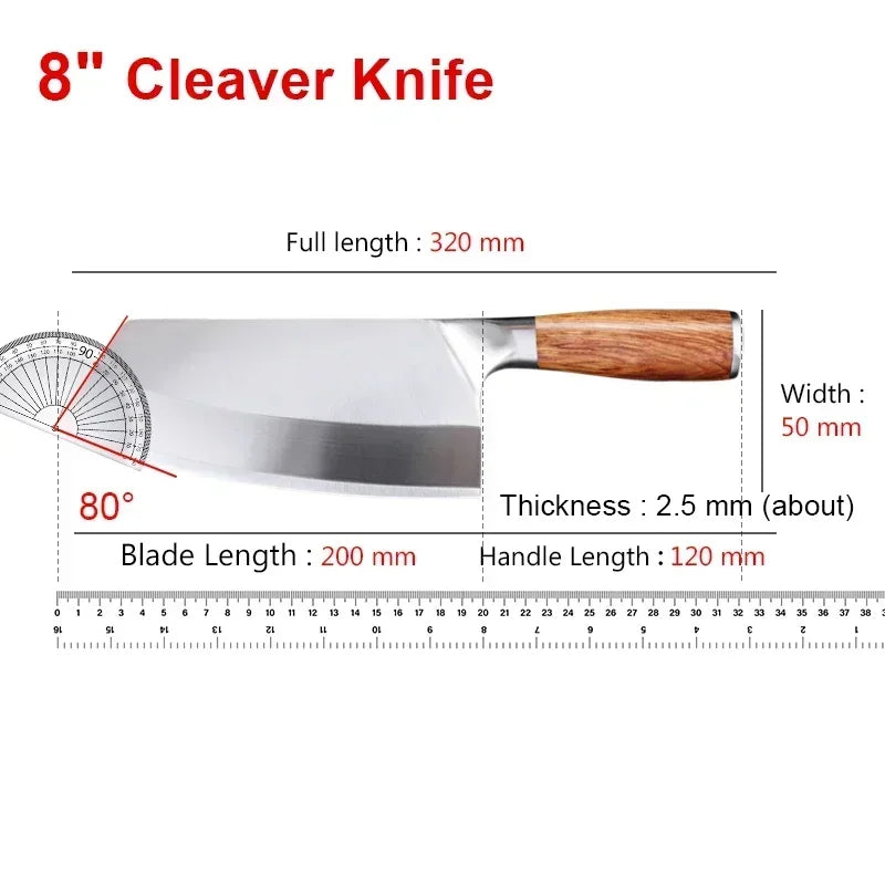 InLeung Stainless Steel Meat Cleaver – Wood Handle Butcher Knife Meat Cleaver Knife Axl B Knife