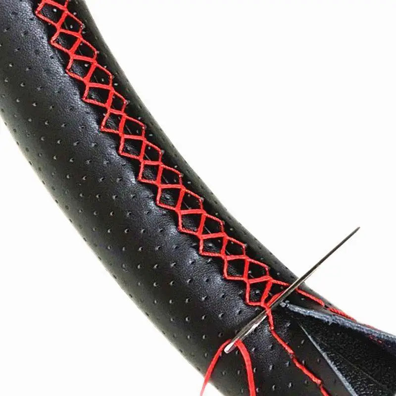 Hand-Sewn Leather Steering Wheel Cover – 38cm Anti-Slip Steering Wheel Cover Axl
