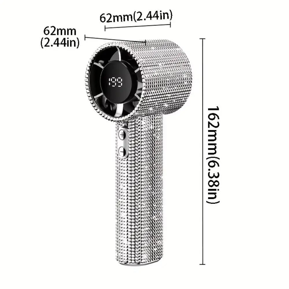 Mini Portable Diamond LED Personal Fan – Cute Sparkling Design Handheld Personal Fan Axl