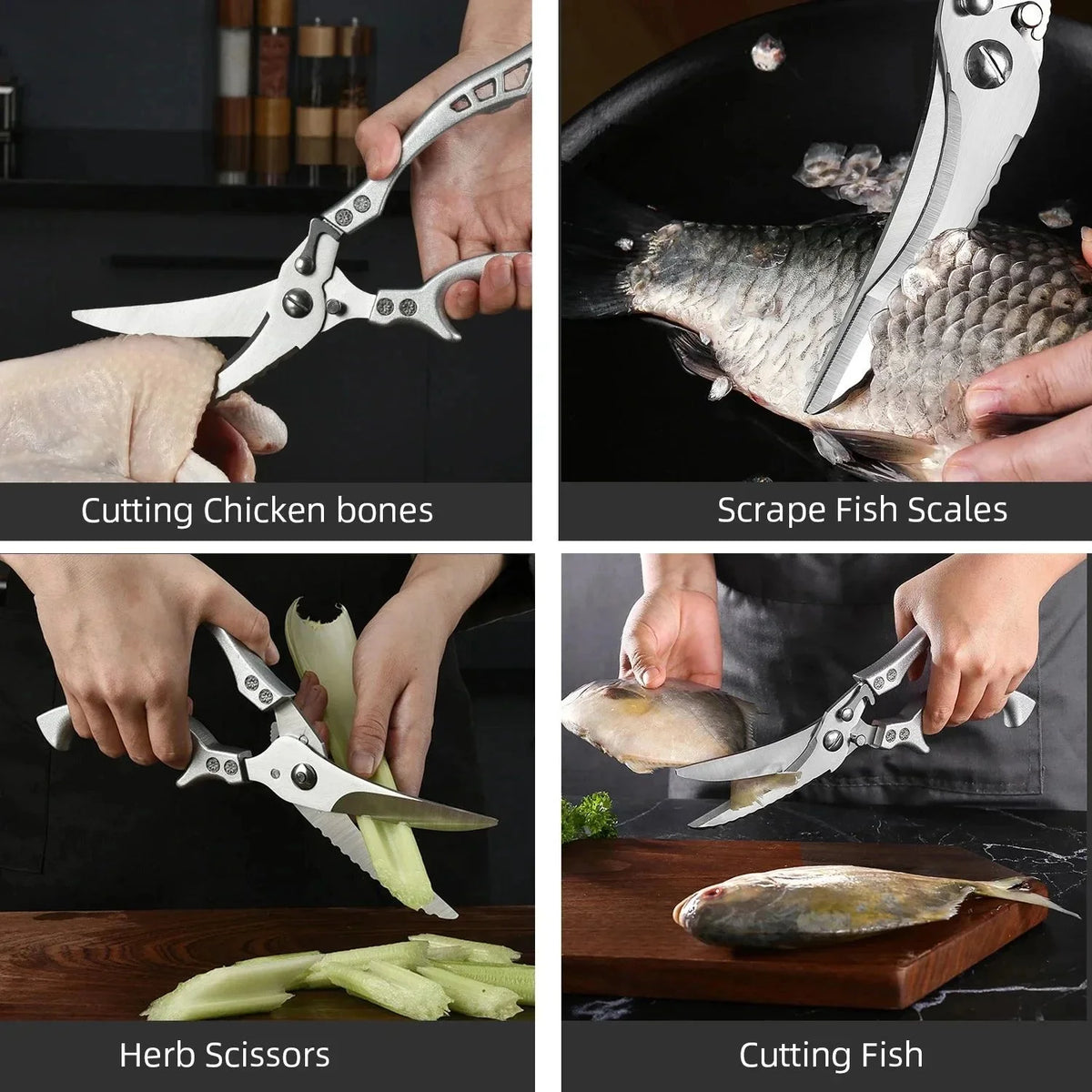 Heavy Duty Stainless Steel Kitchen Shears – Poultry & Seafood Kitchen Shears Axl