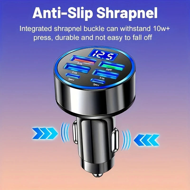 120W 6-Port USB-C Car Charger PD QC3.0 Fast Charge Adapter Car Charger Adapter Axl