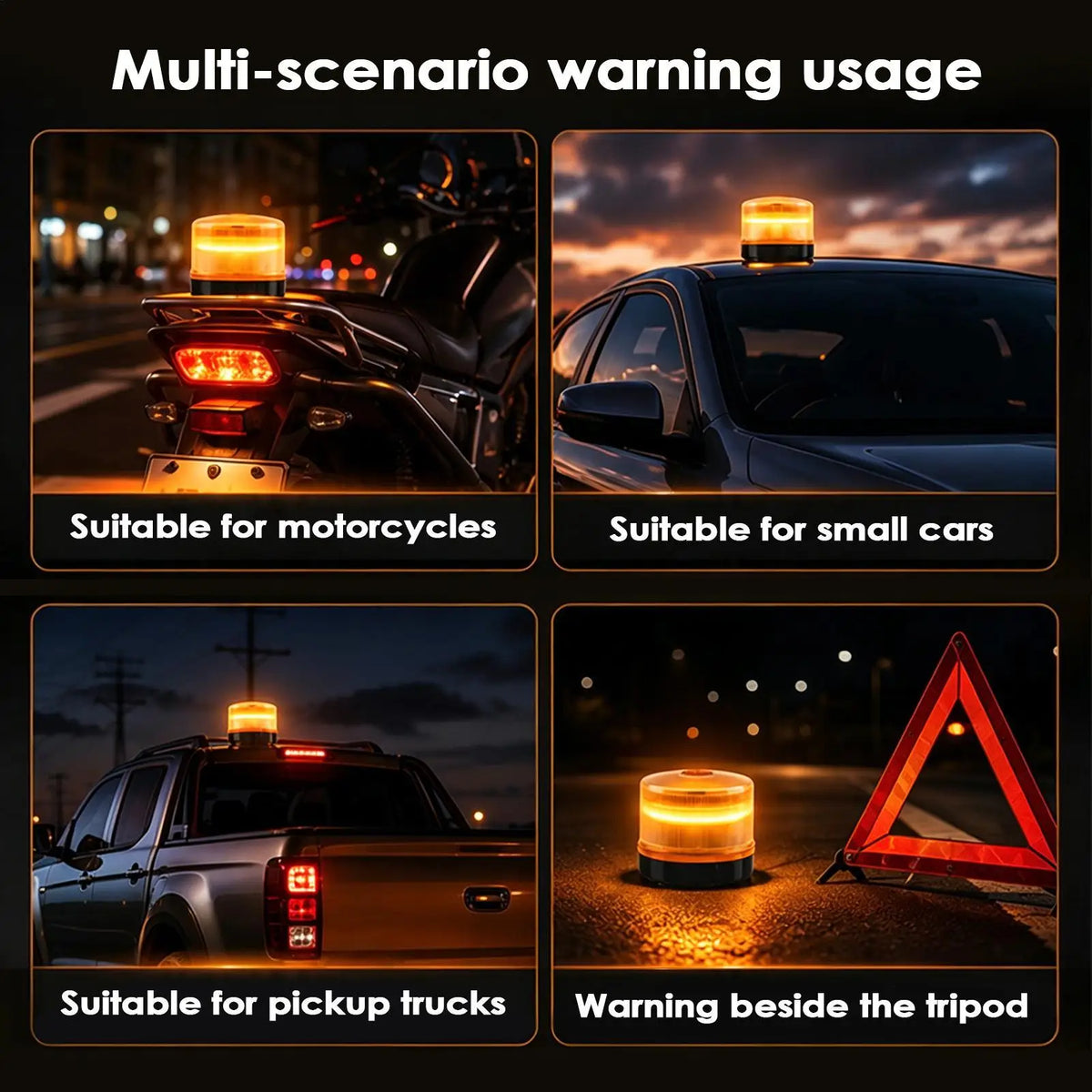 LED Amber Beacon Light – Magnetic Flashing Strobe Lamp Beacon Warning Light Axl