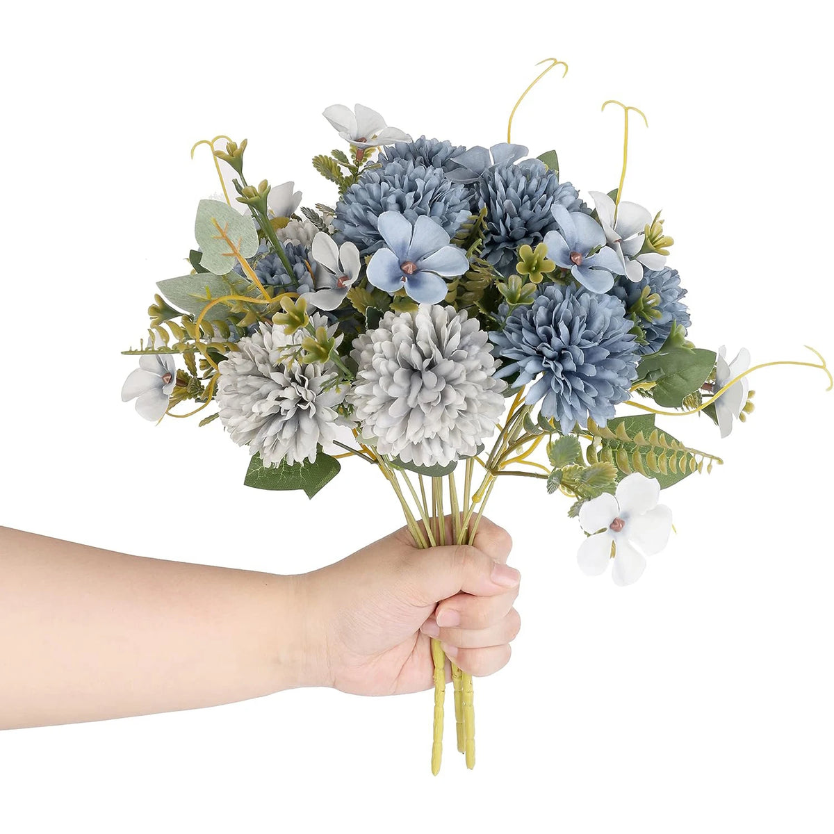 Silk Ball Chrysanthemum Artificial Flowers – Wedding & Home Decor Artificial Silk Flowers Axl Blue 1pc