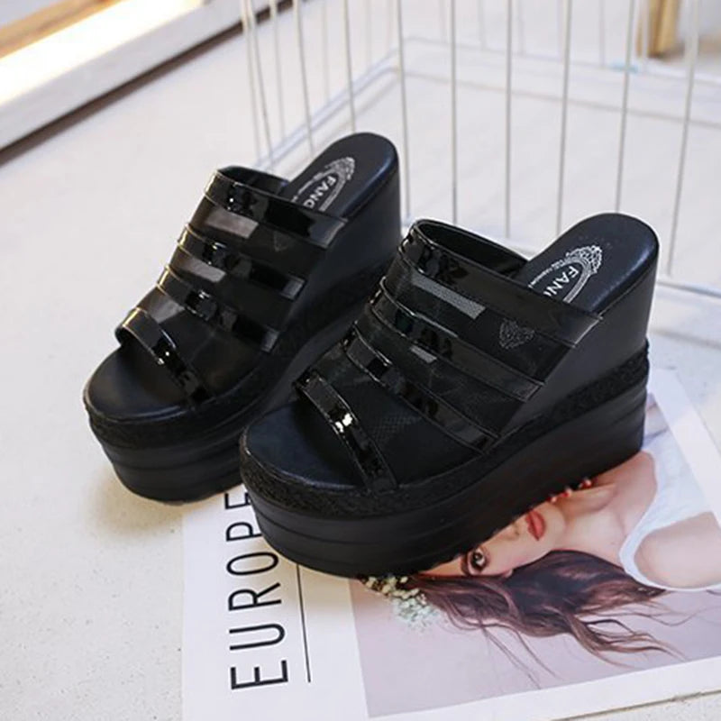 Women's Wedge Platform Sandals – High Heel Summer Slides Wedge Platform Sandals Axl A-black 40