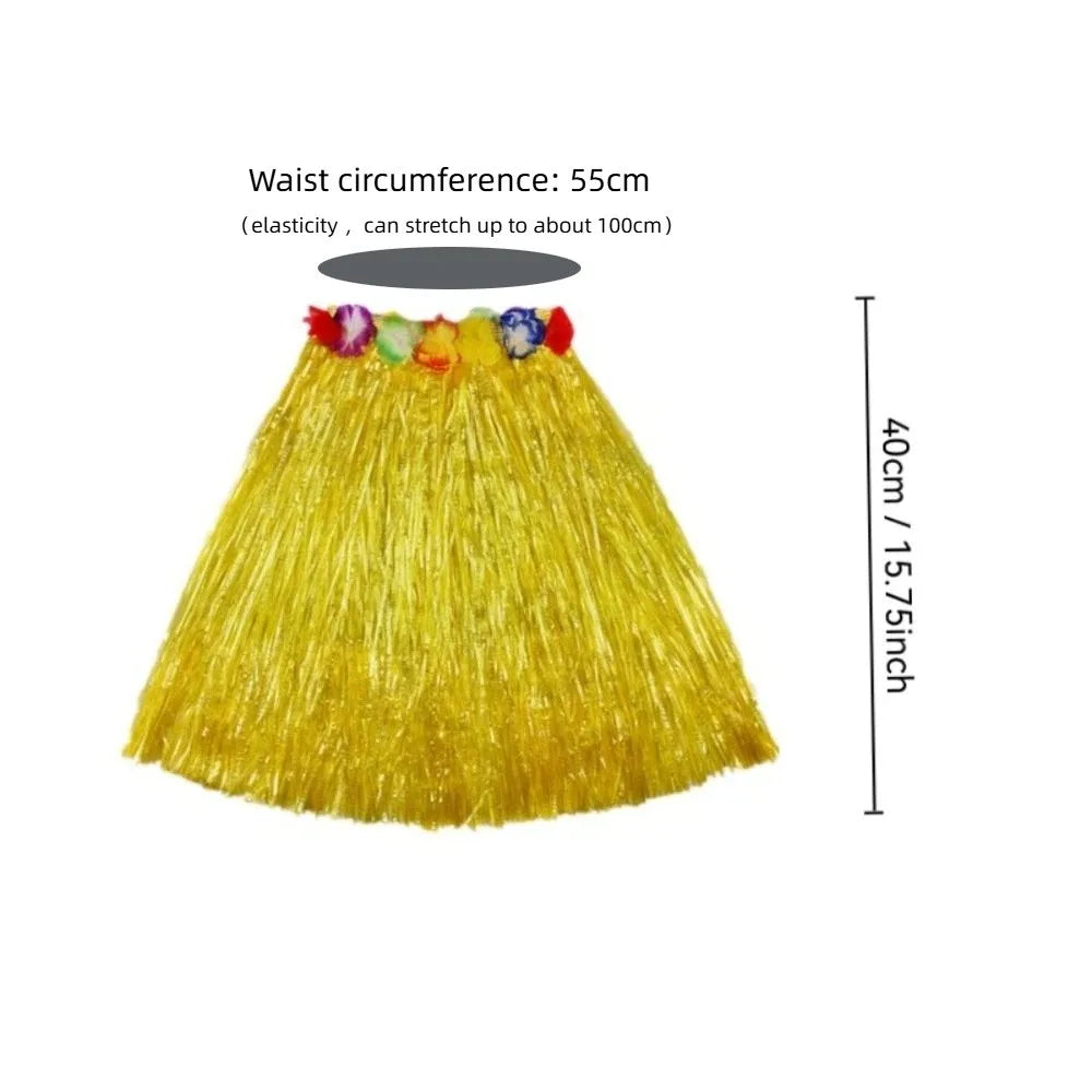 Hawaiian Hula Grass Skirt Set 40CM – Luau Costume Accessories Costume Skirt Set Axl