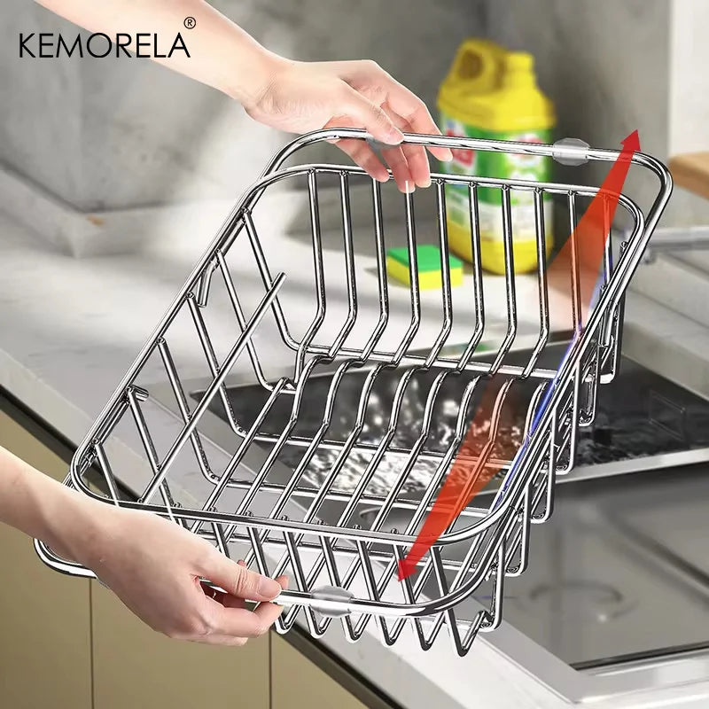 Expandable Stainless Steel Sink Drain Basket & Dish Rack Sink Drain Basket Axl