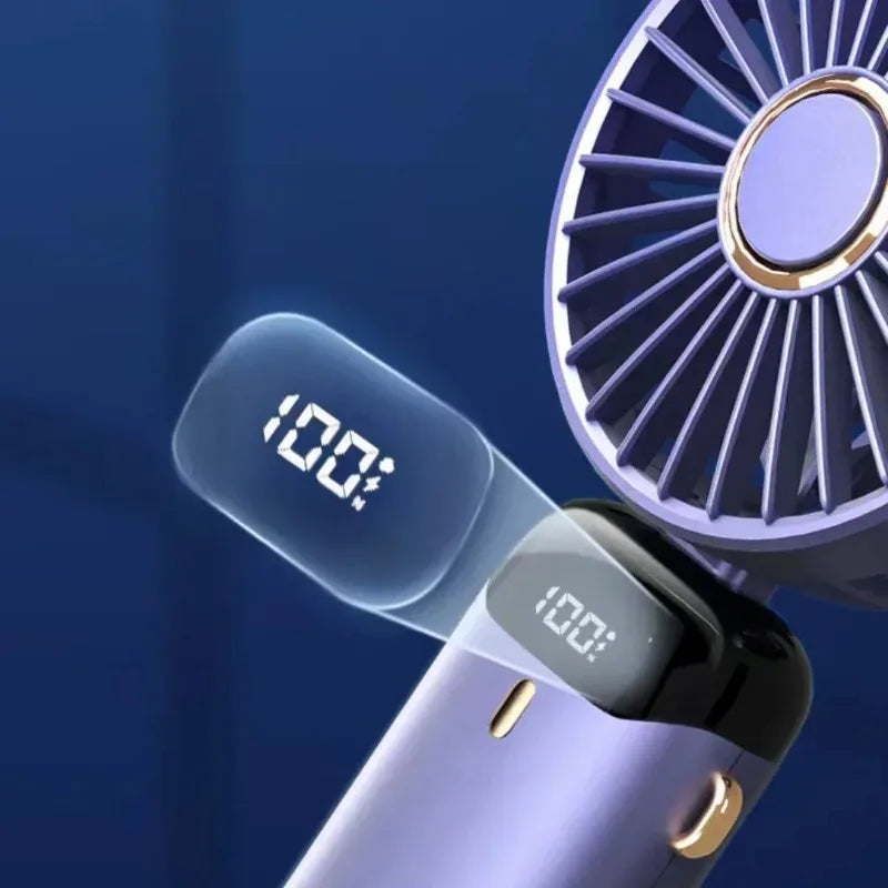 Portable Rechargeable Fan – LED Display, 5 Speeds, 90° Tilt Portable Desk Fan Axl