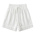 Women's Lace-Trim Wide Leg Beach Shorts | Loose Resort Wear Women's Beach Shorts Axl White XL
