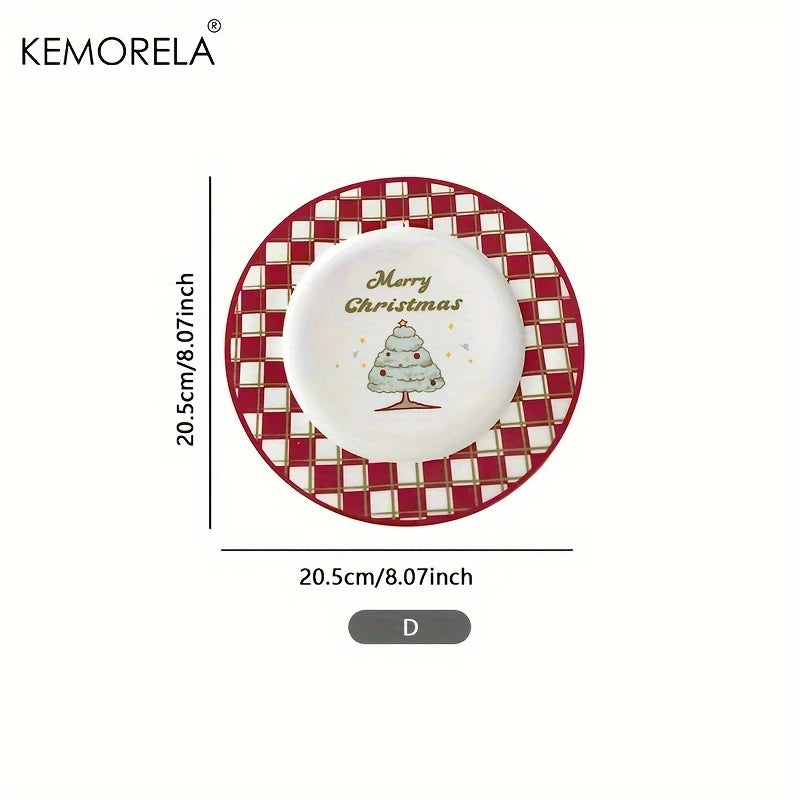 Christmas Ceramic Plate & Cups Set – Festive Serving Platter Ceramic Serving Set Axl D