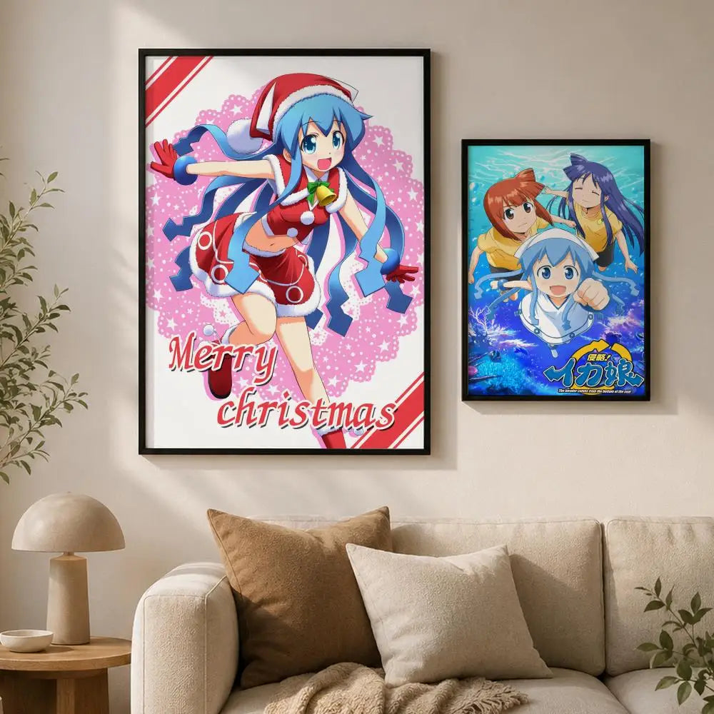 Anime Squid Girl Waterproof PVC Peel-and-Stick Wall Poster Anime Wall Poster Axl