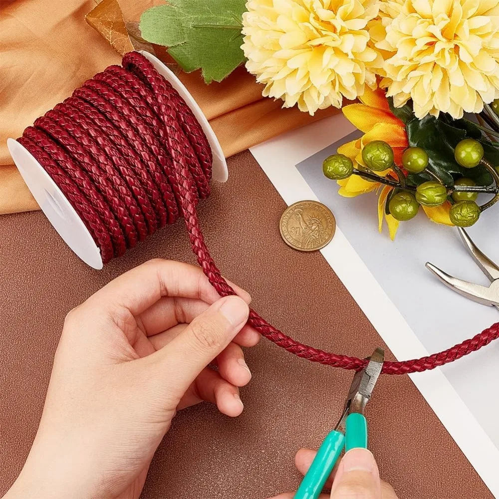 10 Yards Red Braided Leather Cord 5.5mm – DIY Jewelry Rope Leather Craft Cord Axl