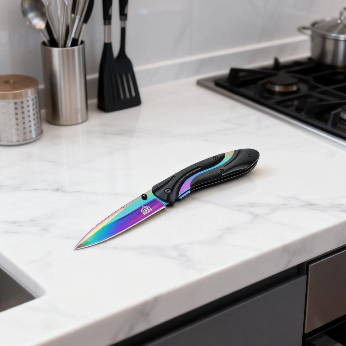 S30V Titanium Folding Pocket Knife – Sharp Stainless Steel Blade Folding Pocket Knife Axl