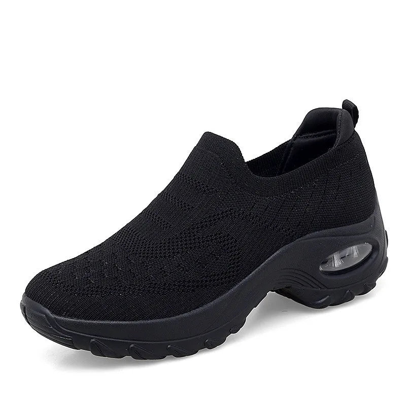 YBQJOO Women's Breathable Mesh Slip-On Flat Sneakers Casual Flat Sneakers Axl black 36
