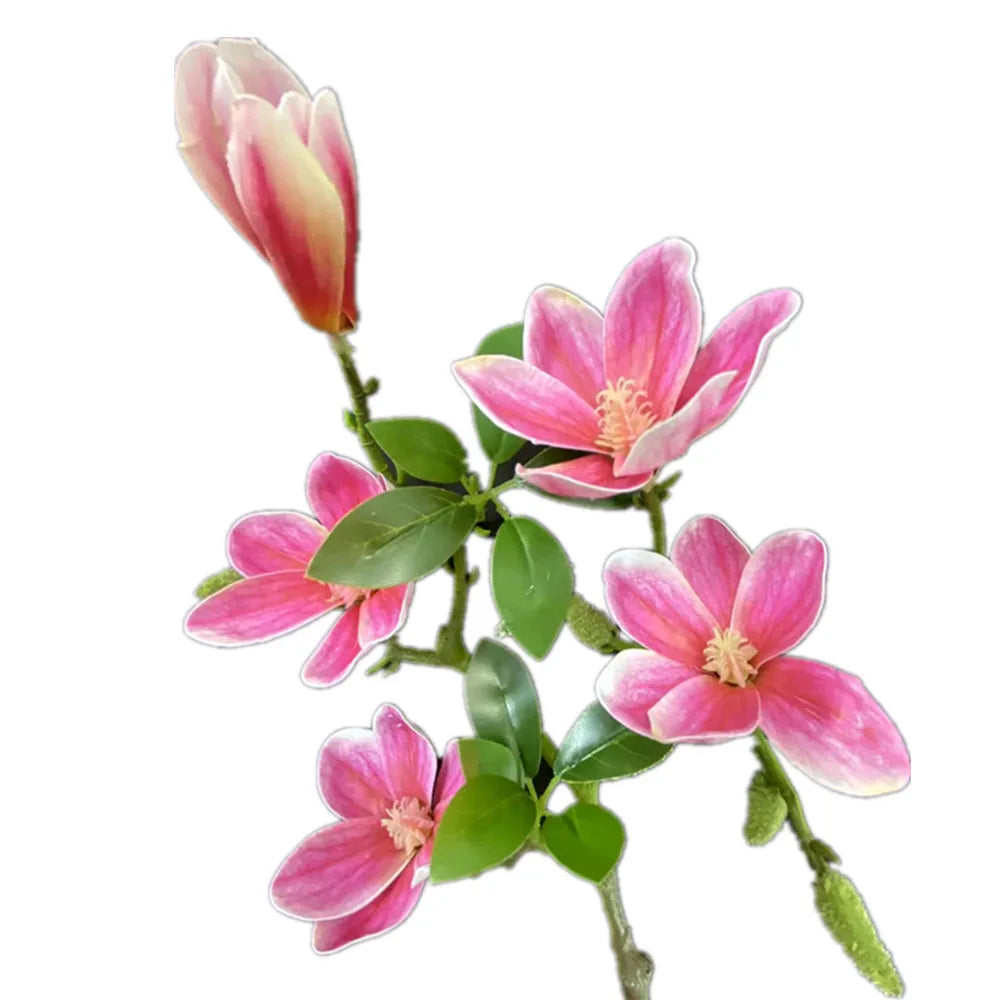Artificial Magnolia Flower Branch – 5 Heads Real Touch Stem Artificial Flower Branch Axl