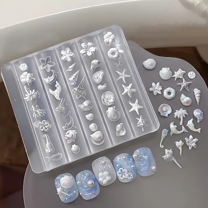 3D Silicone Nail Art Mold – Lily, Starfish & Seashell Design Nail Art Mold Axl