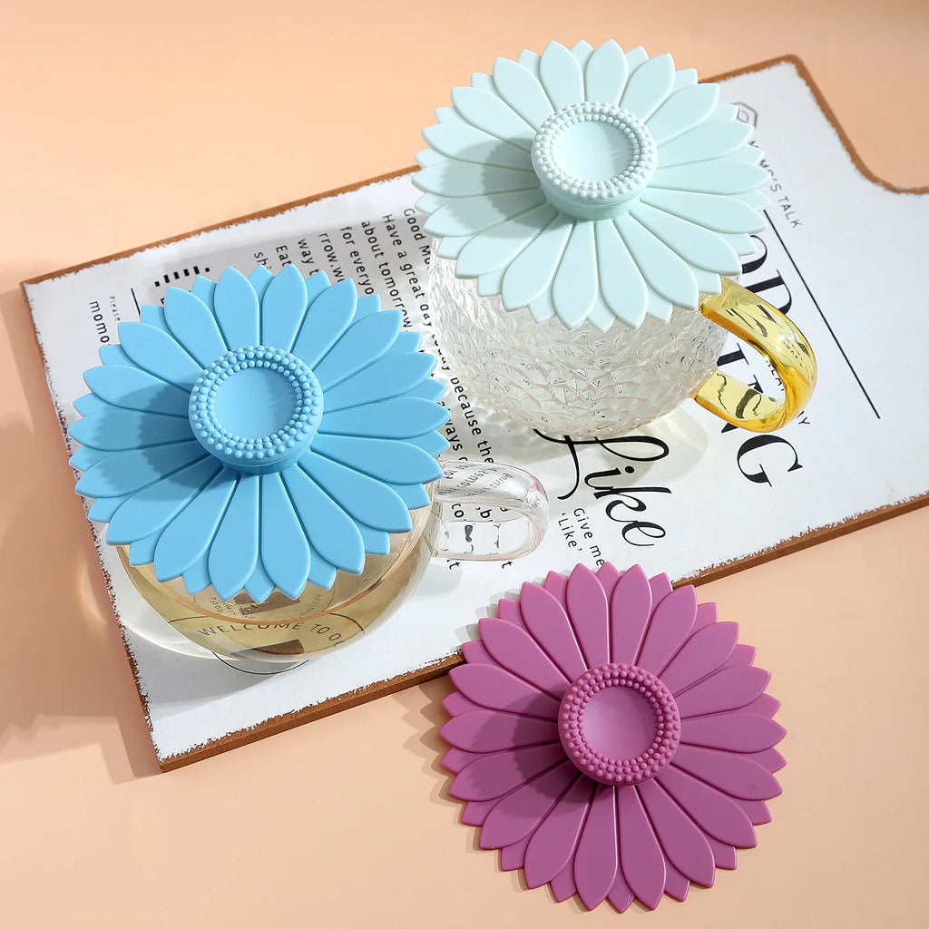Sunflower Silicone Cup Lids 4/8pc – Dustproof Mug Covers Silicone Cup Lids Axl