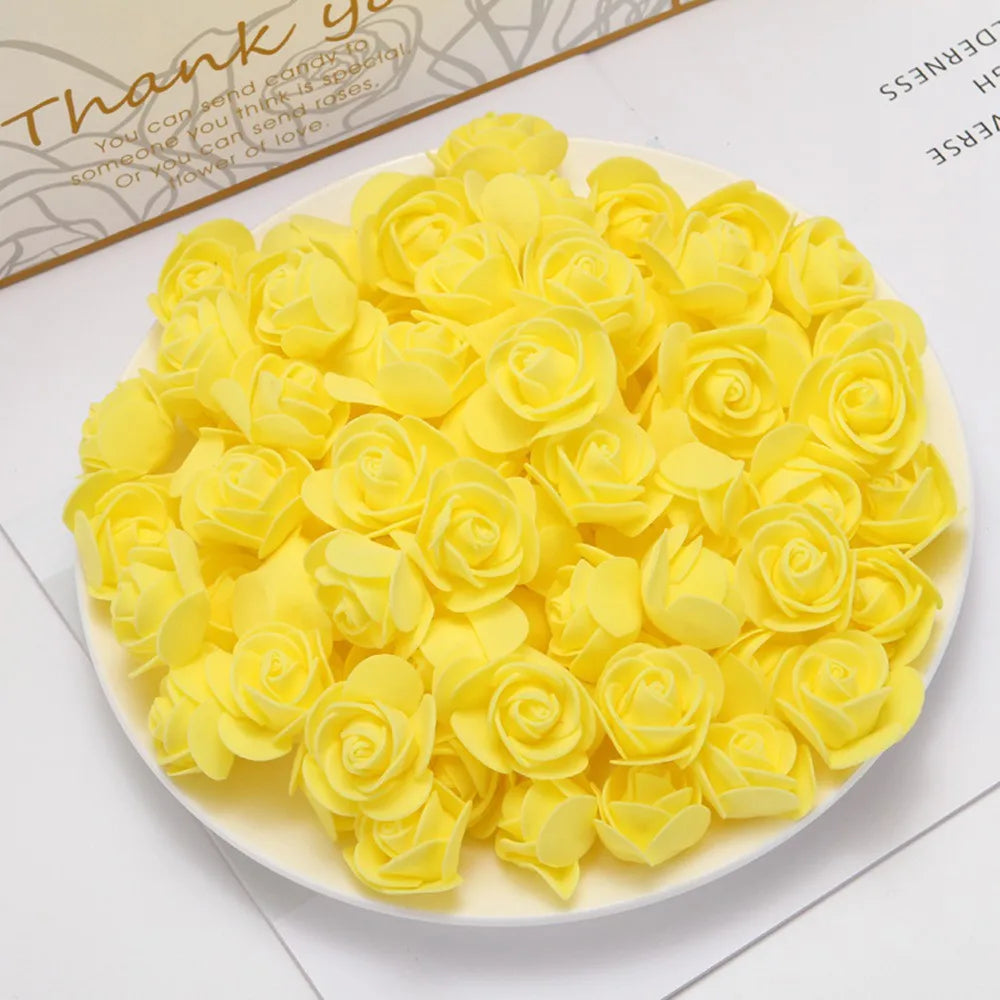 PE Foam Artificial Rose Flower Heads | Wedding & Party Decor Artificial Flower Heads Axl yellow 50pcs