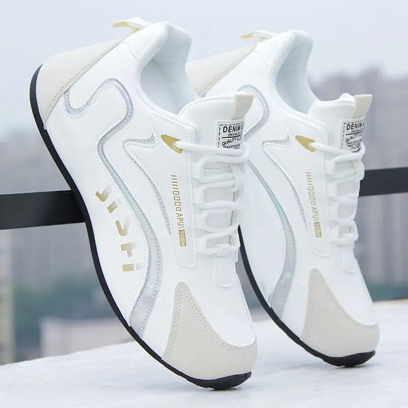 YBQJOO Men's Breathable Casual Sneakers | Anti-Slip Lace-Up Men's Casual Sneakers Axl White Grey 44